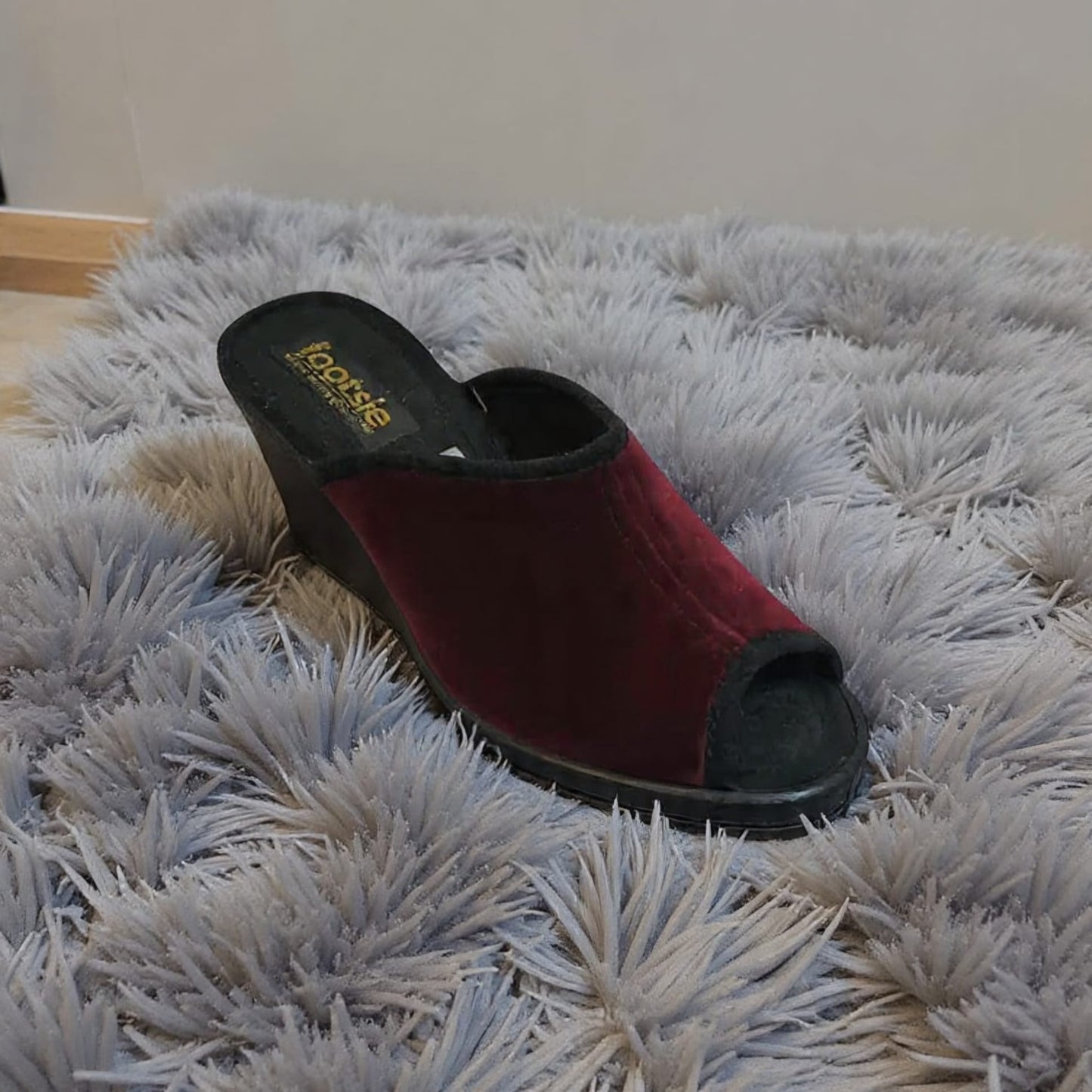 Footsie101 CA-24388F High wedge open toe slipper Burgundy