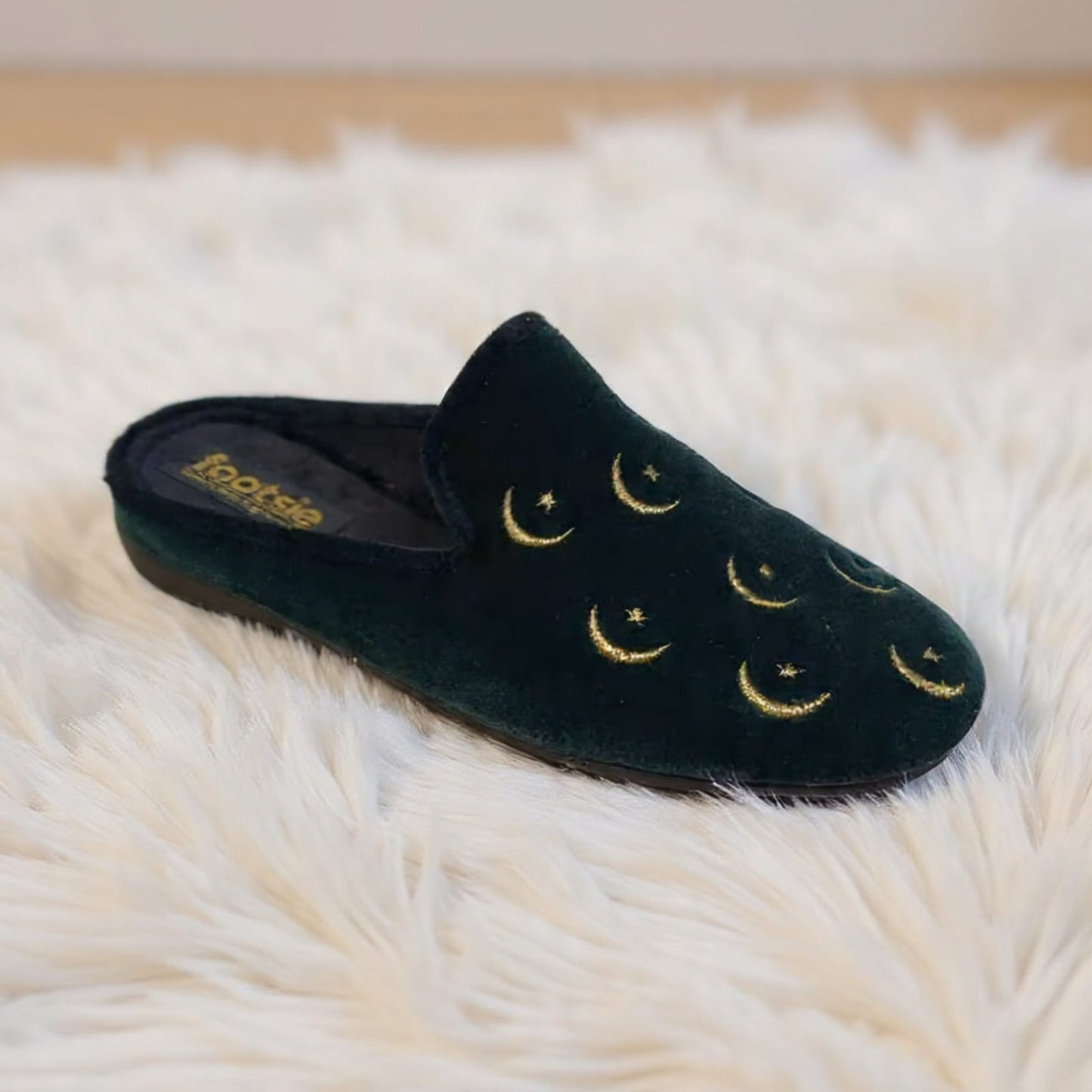 Footsie101 SA-6688-215F Flat star and moon print slipper