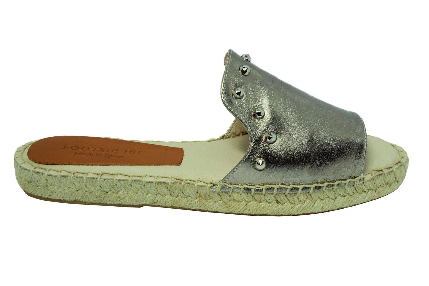Footsie CS19-10407/11 - Pewter Rockstud Leather Espadrilles