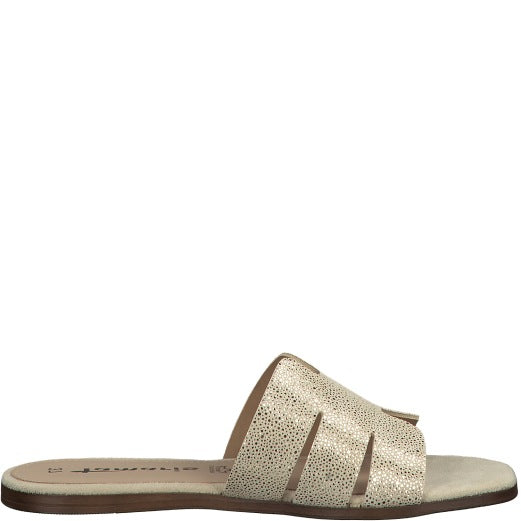 Tamaris Casual Soft Flat Leather Mules - Gold