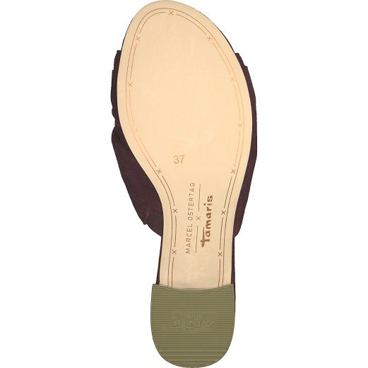 Mules à enfiler en cuir suédé Tamaris Rouge/Baie