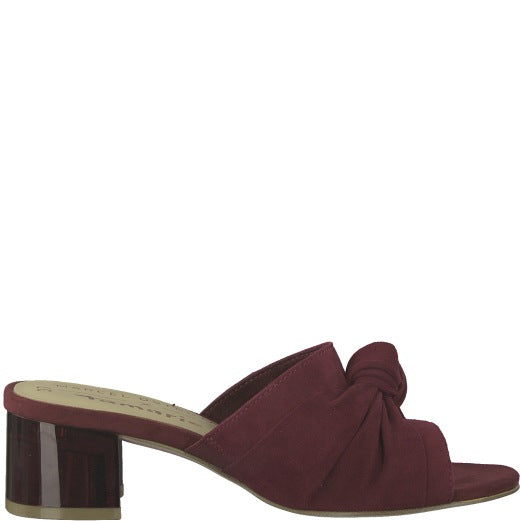 Mules à enfiler en cuir suédé Tamaris Rouge/Baie