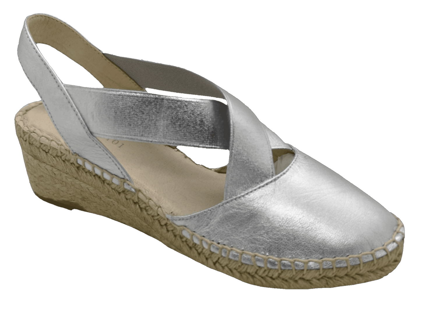 Footsie Silver Espadrilles Wedge Heel Closed-Toe