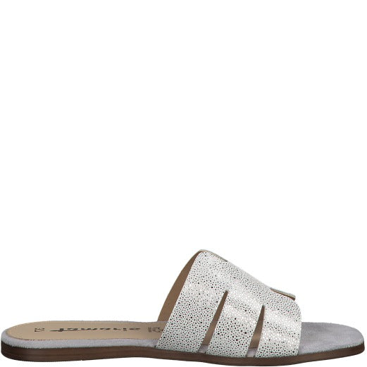 Tamaris Casual Soft Flat Leather Mules - Silver