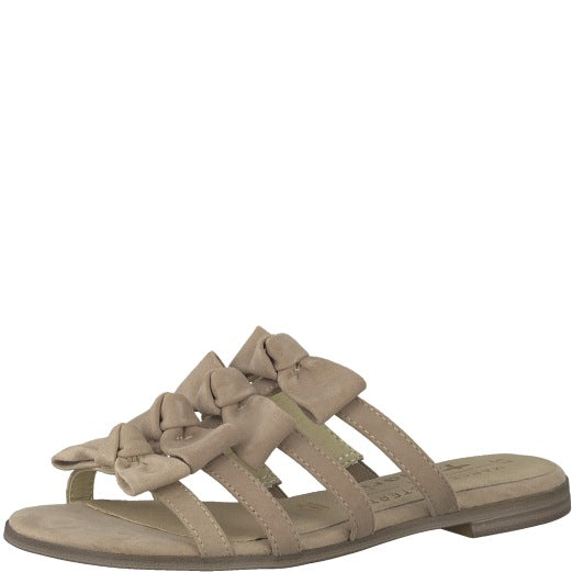 Tamaris Bow Slip on Sandals - Old Rose