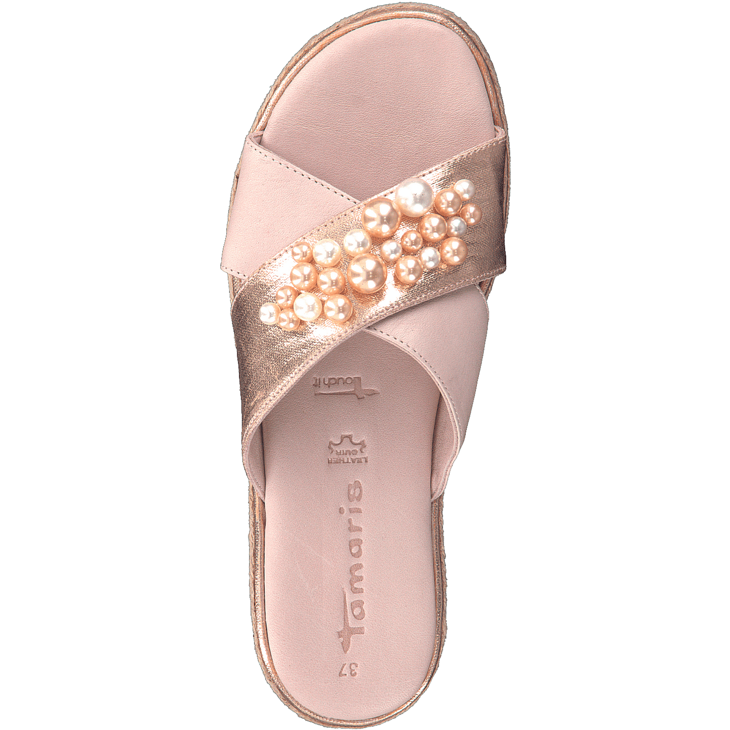 Tamaris Slip-on Slippers with Pearls - Rose