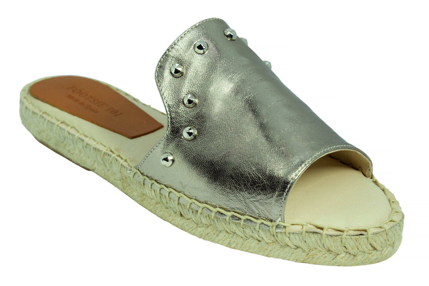 Footsie CS19-10407/11 - Pewter Rockstud Leather Espadrilles