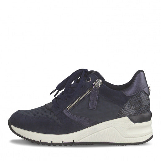 Escarpins mode Tamaris à lacets et zip - Bleu marine