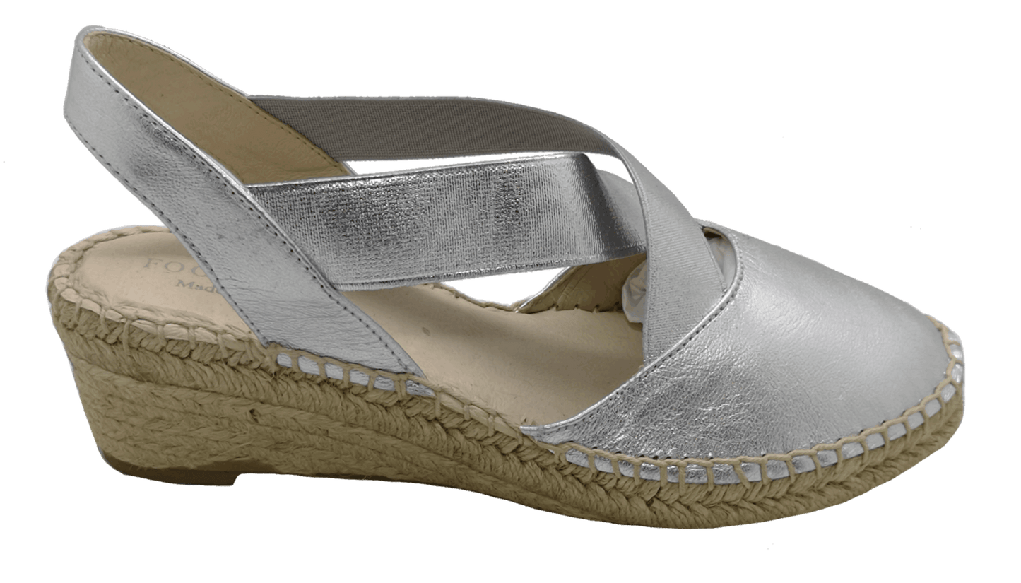 Footsie Silver Espadrilles Wedge Heel Closed-Toe