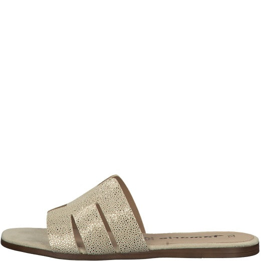 Tamaris Casual Soft Flat Leather Mules - Gold