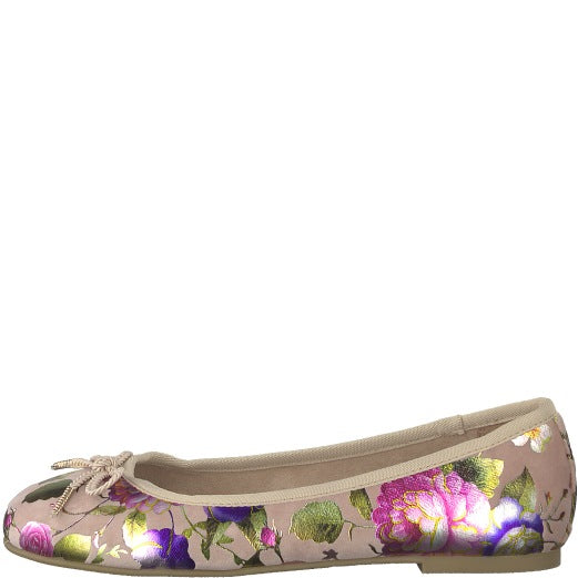 حذاء Tamaris Floral Design Soft Ballet Pump Show باللون البيج