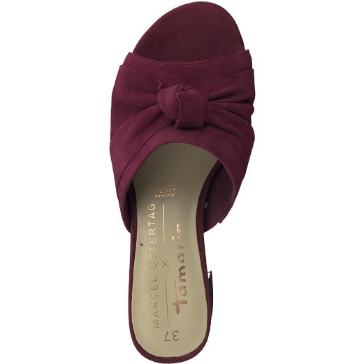Mules à enfiler en cuir suédé Tamaris Rouge/Baie
