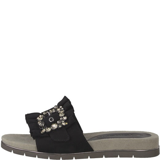 حذاء Tamaris Slide Mules مع بروش - أسود