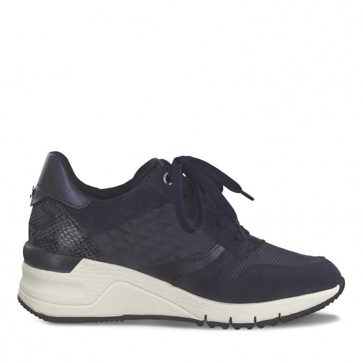 Escarpins mode Tamaris à lacets et zip - Bleu marine
