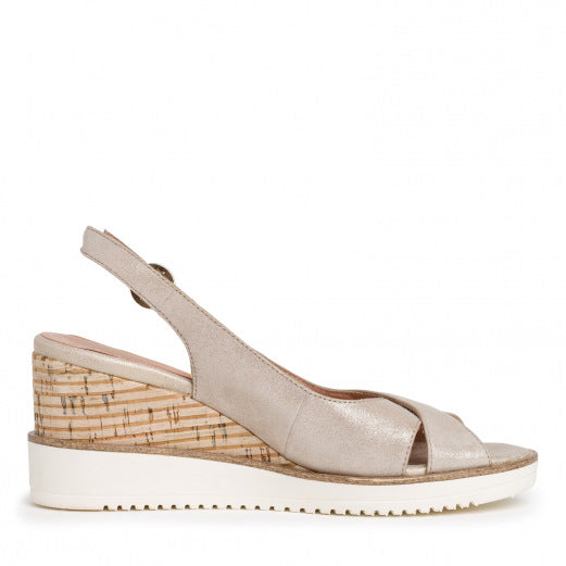 حذاء Tamaris Wedge Peep Toe Sling Back - شامبانيا/لؤلؤي