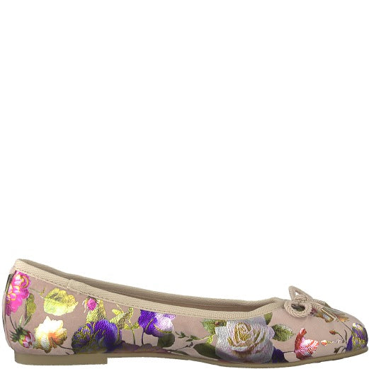 حذاء Tamaris Floral Design Soft Ballet Pump Show باللون البيج