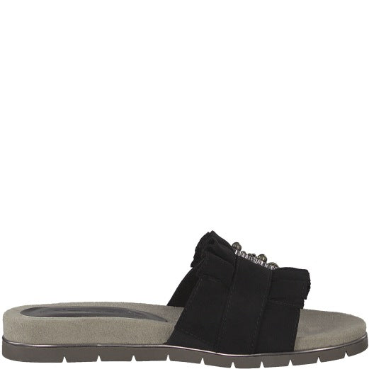 حذاء Tamaris Slide Mules مع بروش - أسود