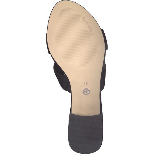حذاء Tamaris 1-27123-22 001 Mule بكعب سميك من الجلد السويدي/الجلد - أسود