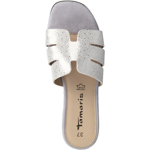 Tamaris Casual Soft Flat Leather Mules - Silver