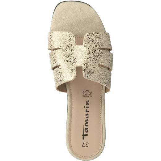 Tamaris Casual Soft Flat Leather Mules - Gold