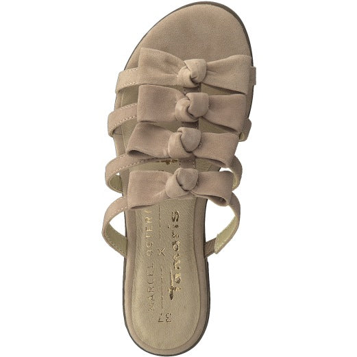 Tamaris Bow Slip on Sandals - Old Rose
