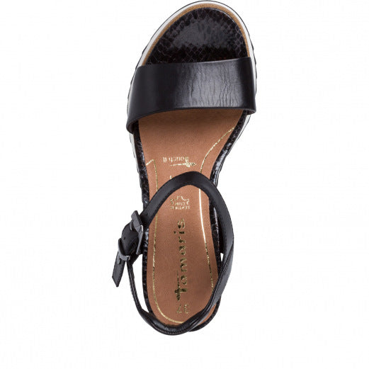 Sandales compensées à bout ouvert Tamaris - Noir