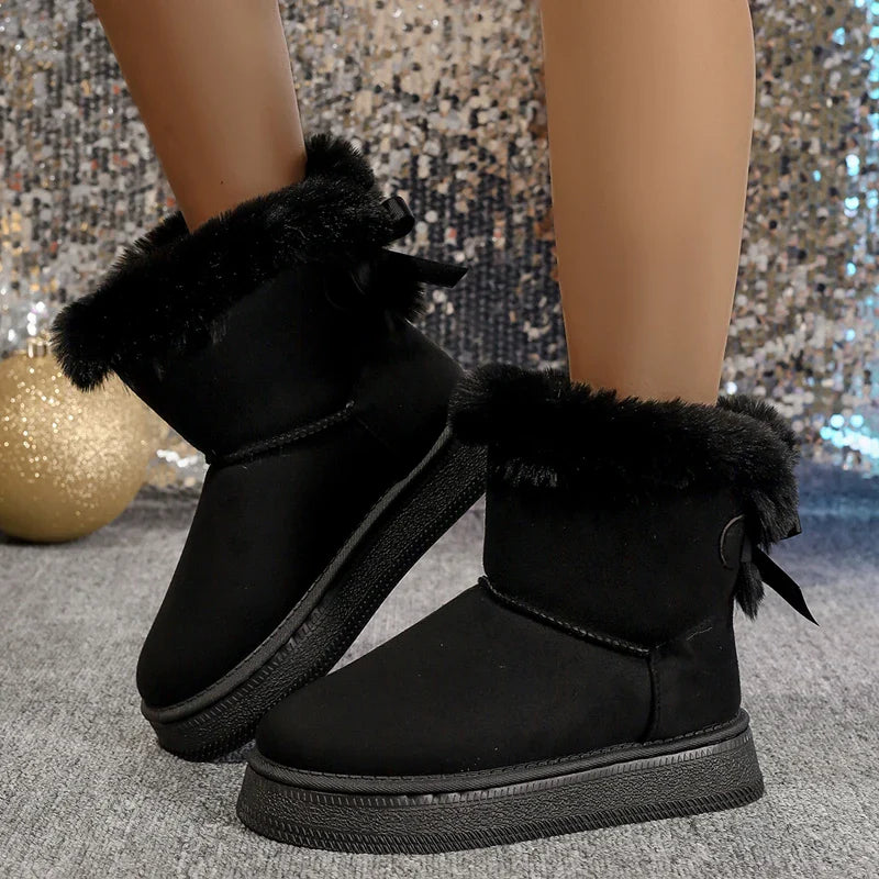 New Fashionable Bow Round Toe Elegant Snow Boots