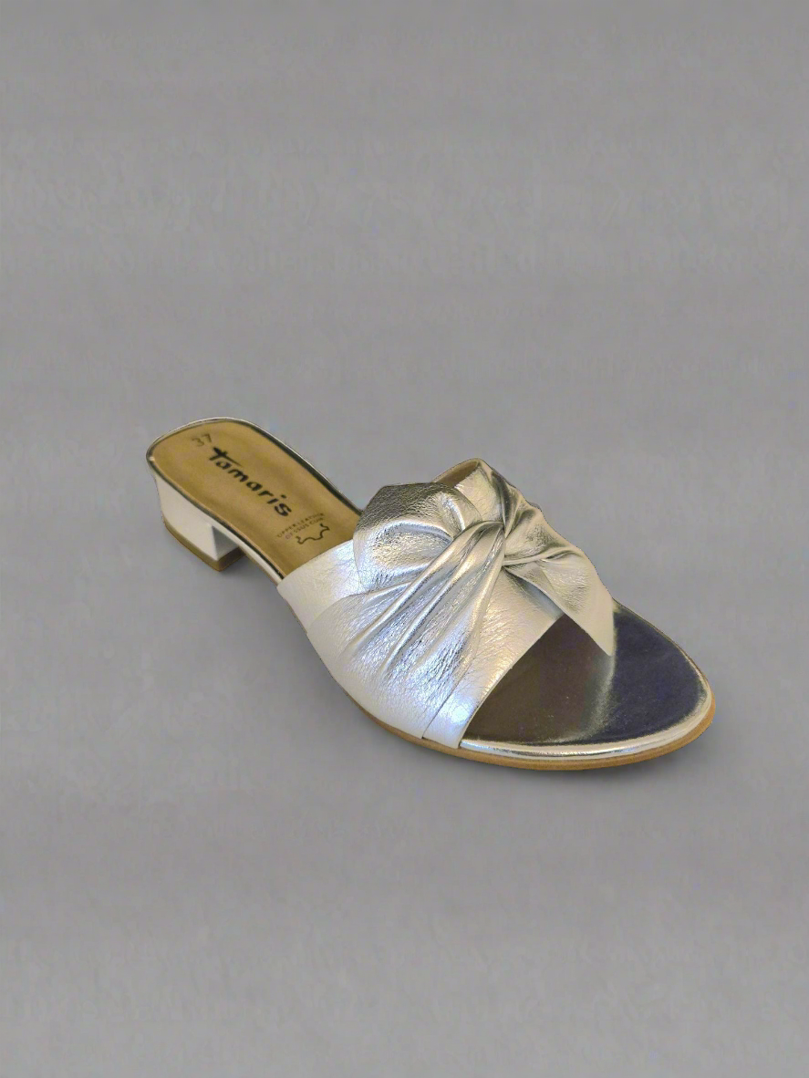 Tamaris 1-27214-20 933 Silver Flat Mule Sandal