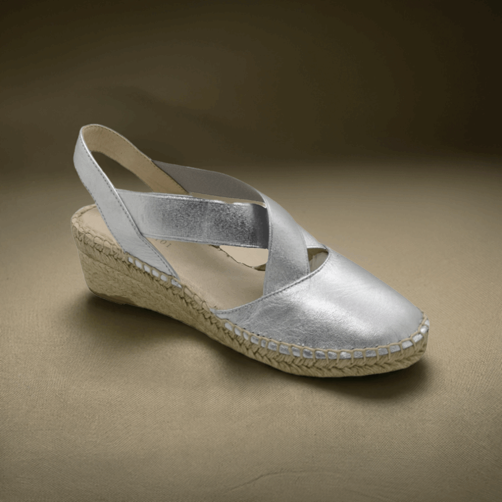 Footsie Silver Espadrilles Wedge Heel Closed-Toe