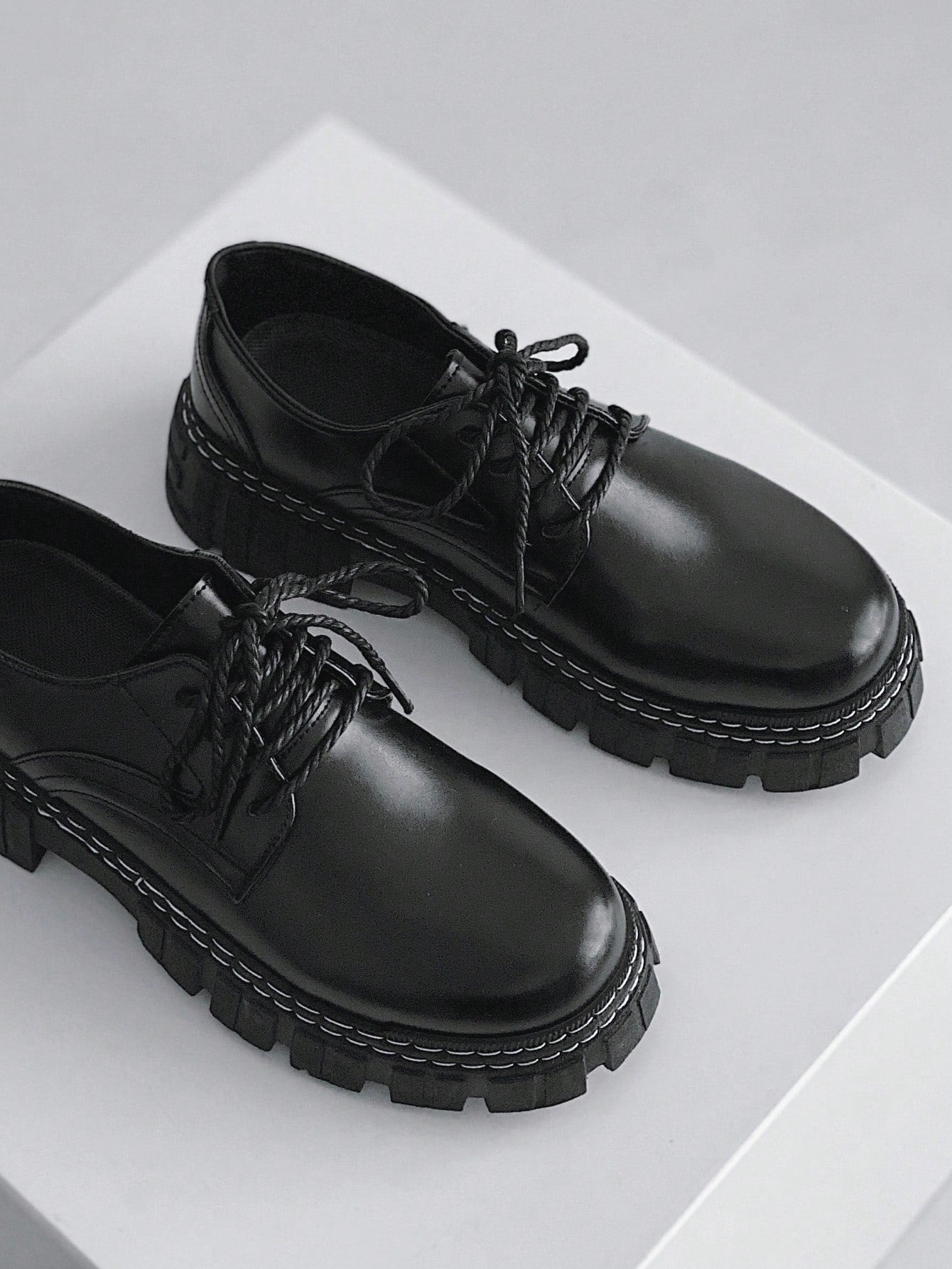 Men's Leather Lace-up Shoes Thick Sole