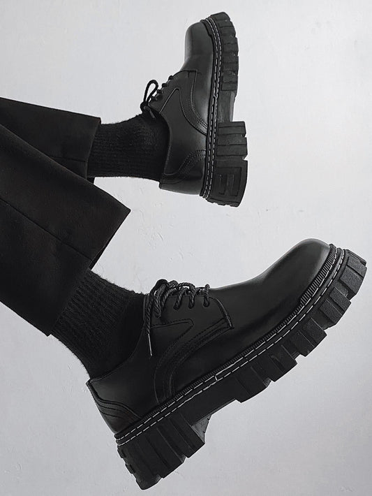 Men's Leather Lace-up Shoes Thick Sole