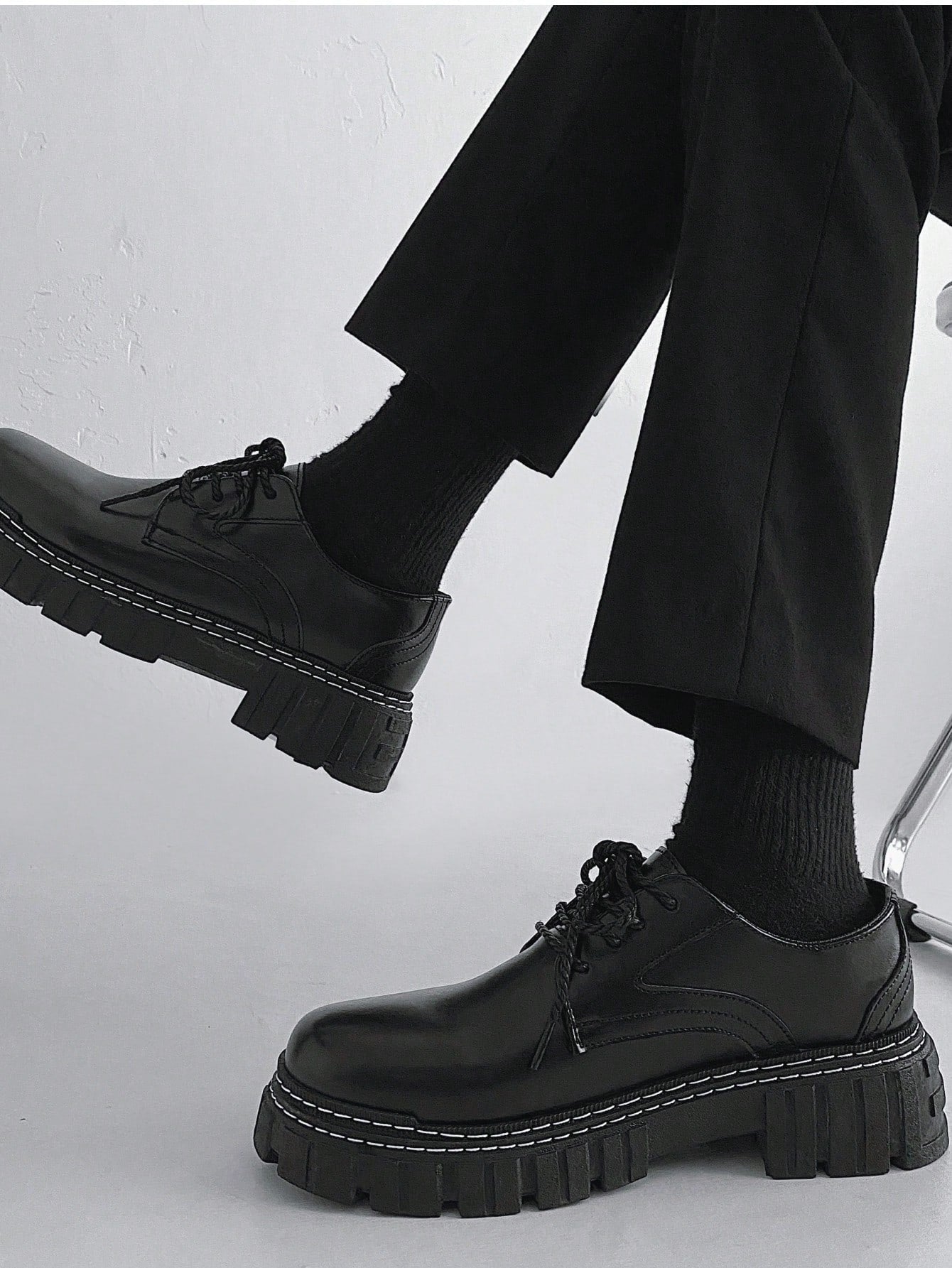 Men's Leather Lace-up Shoes Thick Sole