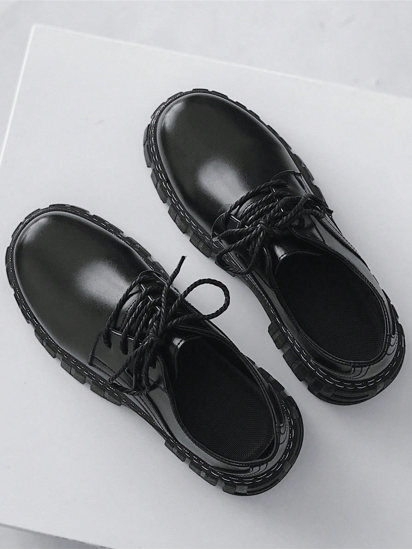 Men's Leather Lace-up Shoes Thick Sole