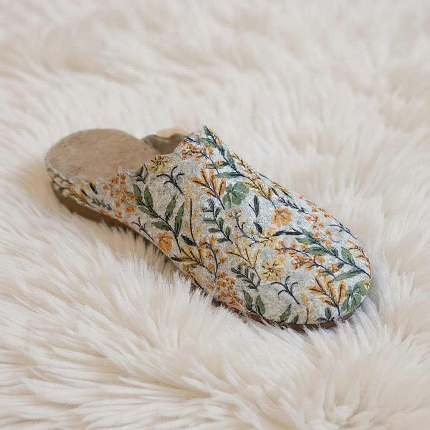 D84 Nature 2 Felt mule branches design slipper