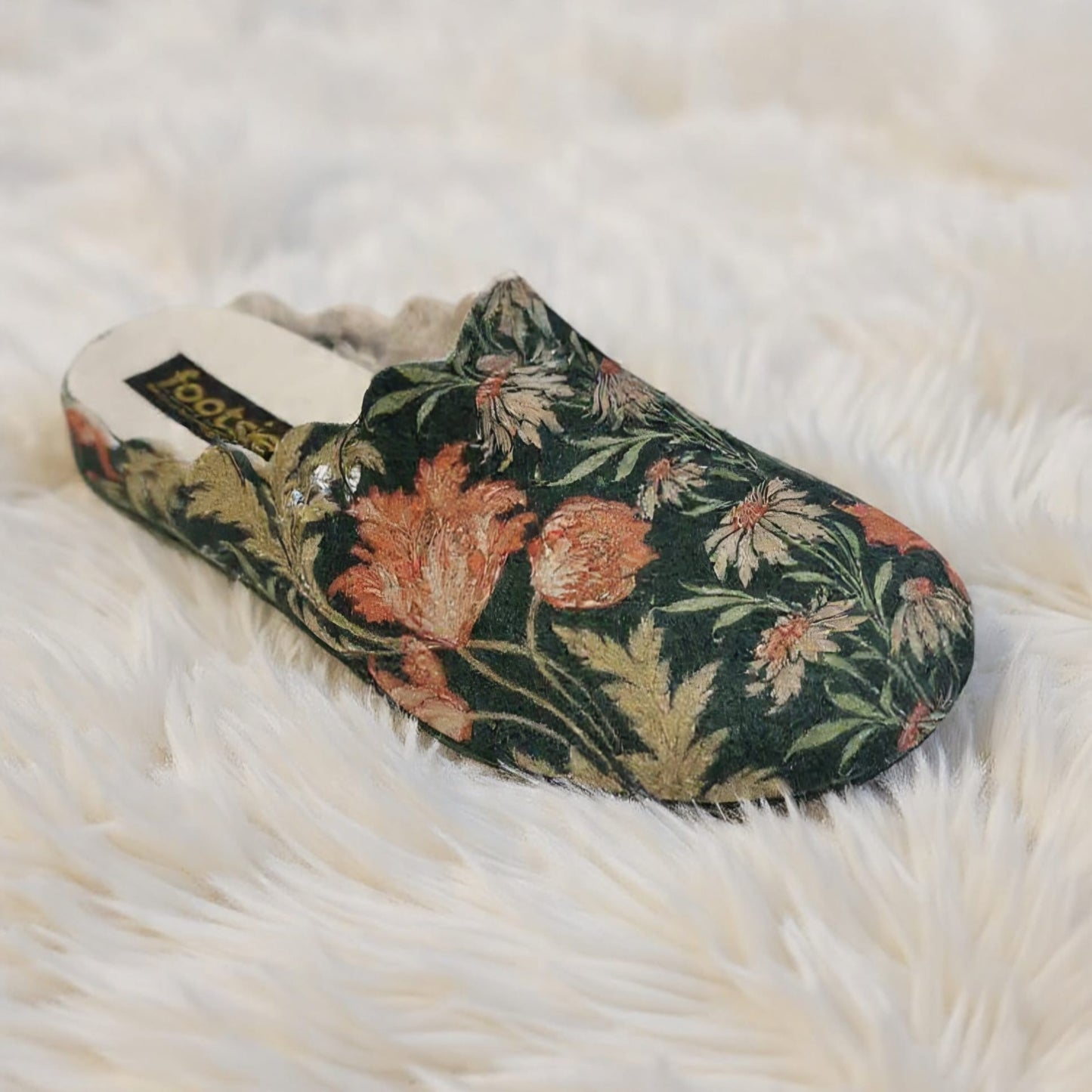 Footsie101 H7558-B182F Felt petal design slipper Green