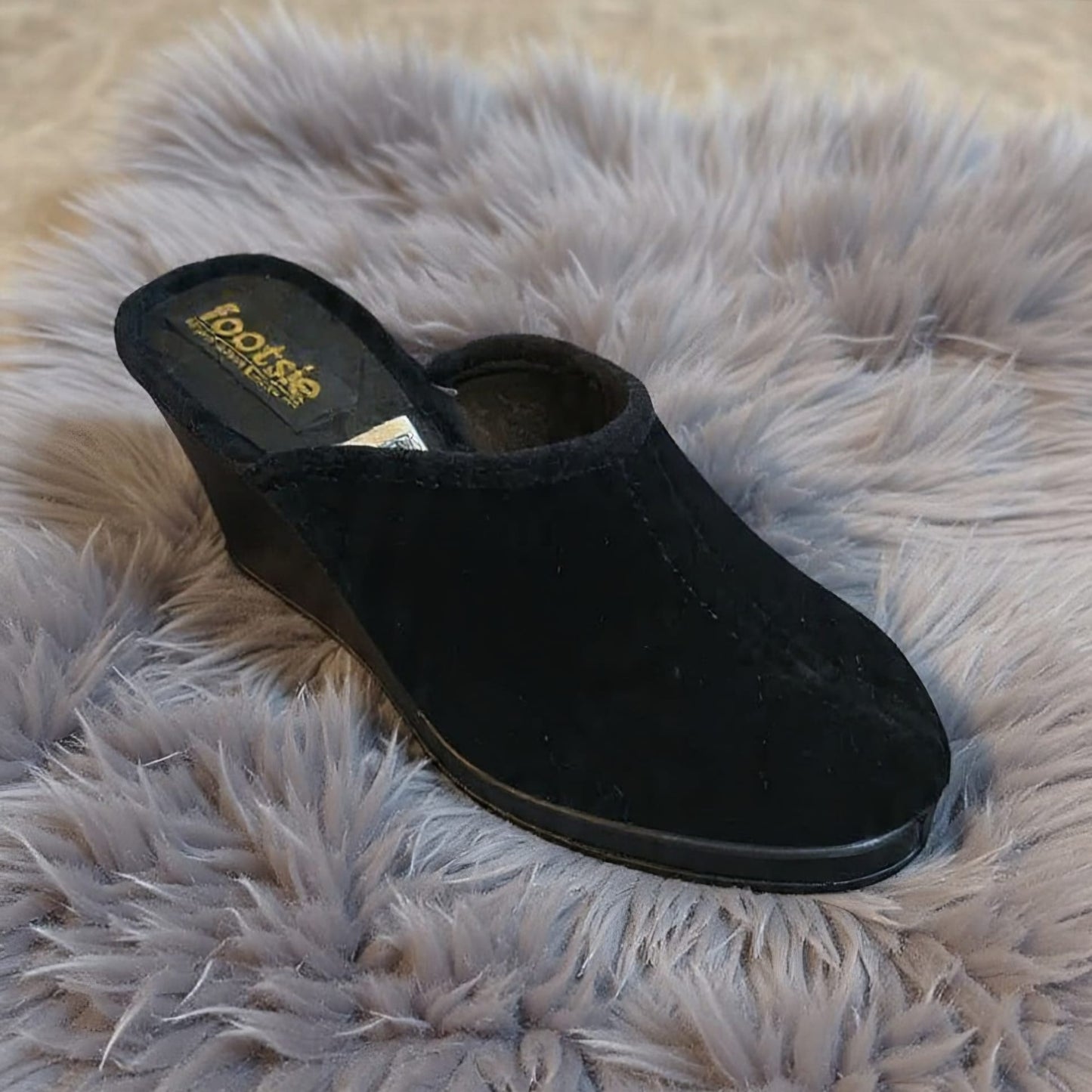 Footsie101 CA-14388F High wedge close toe plain slipper Black