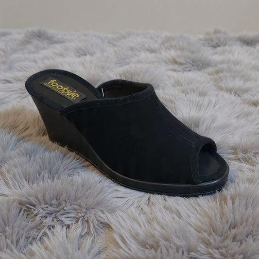 Footsie101 CA-24388F High wedge open toe slipper black