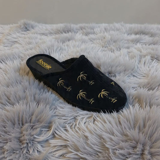 CB 14388-B20F Low wedge palm tree design close toe slipper