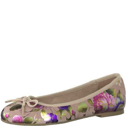 حذاء Tamaris Floral Design Soft Ballet Pump Show باللون البيج