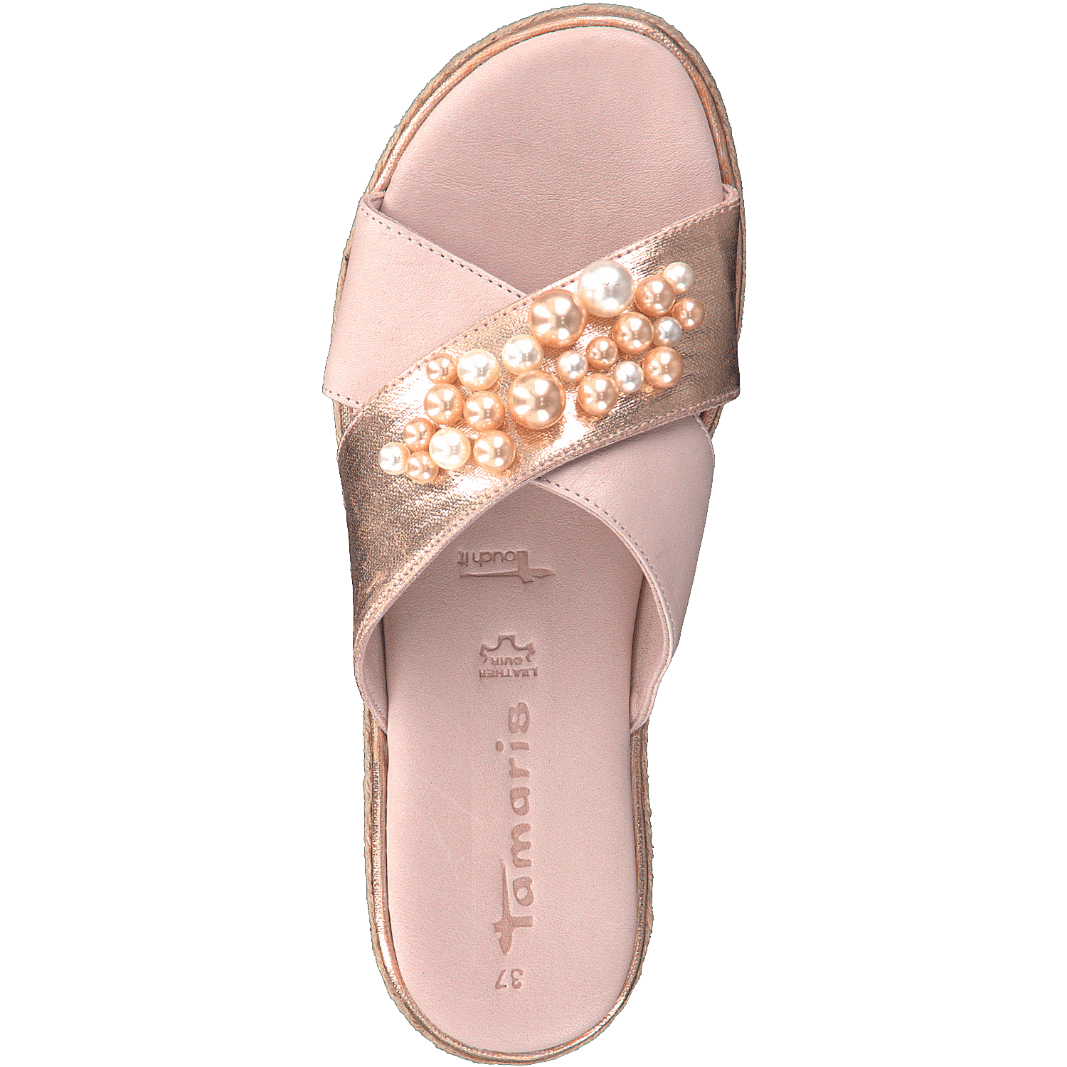 Tamaris Slip-on Slippers with Pearls - Rose