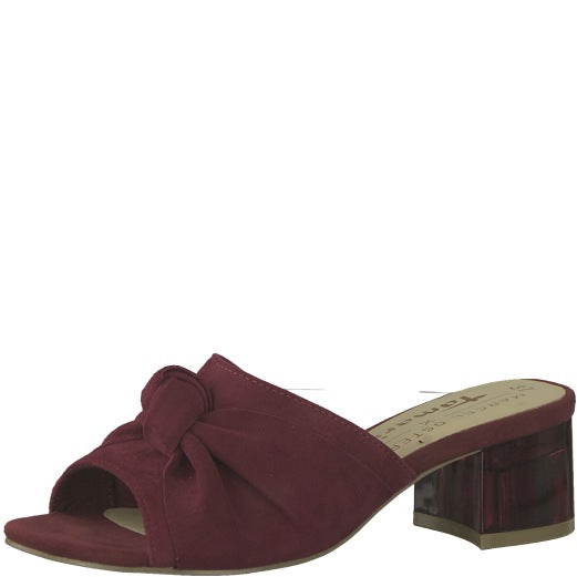 Tamaris Leather Suede Slip-on Mule Red/Berry