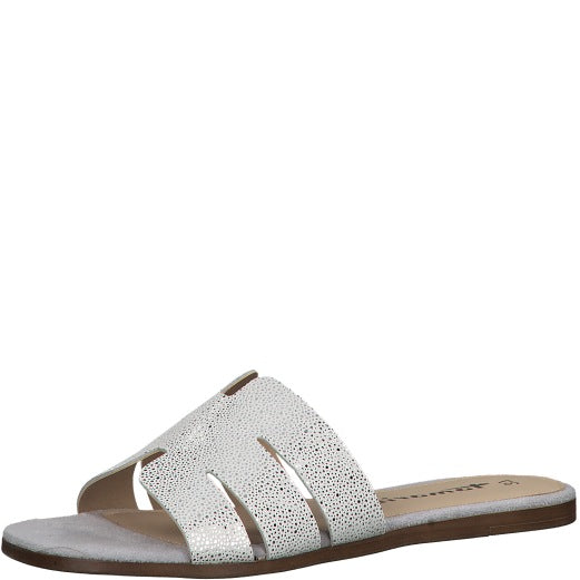 Tamaris Casual Soft Flat Leather Mules - Silver