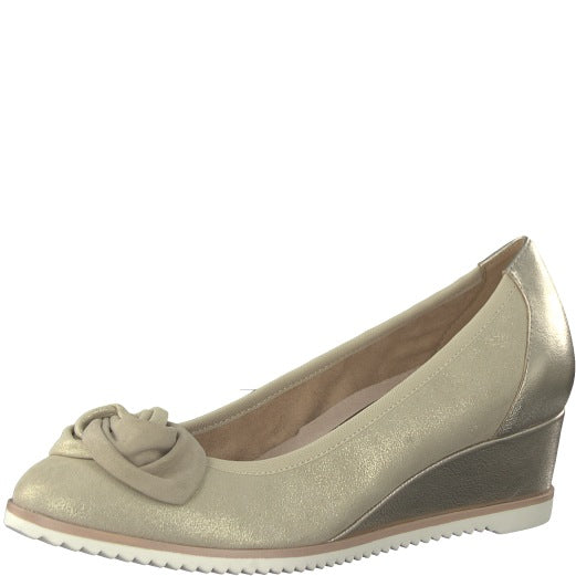 Tamaris Smart Wedge Glossy Suede - Champagne