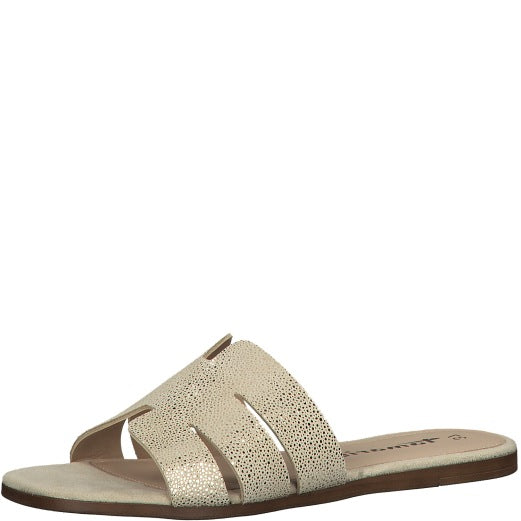 Tamaris Casual Soft Flat Leather Mules - Gold