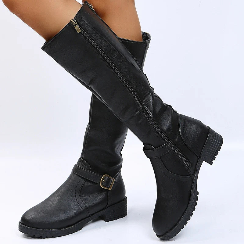 Women Knee High Platform Long Boots Pu Leather