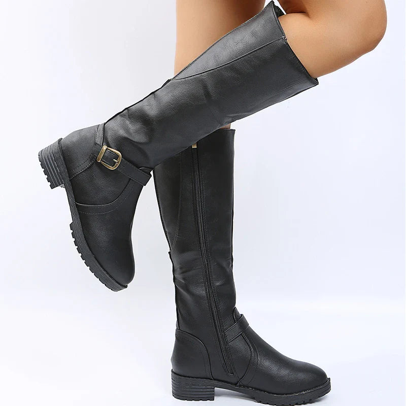 Women Knee High Platform Long Boots Pu Leather