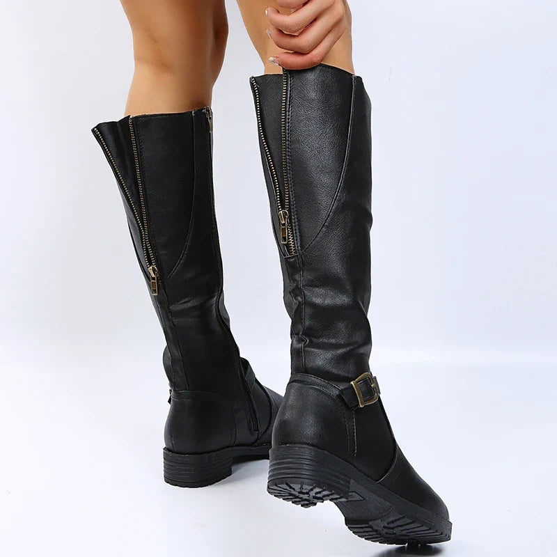Women Knee High Platform Long Boots Pu Leather