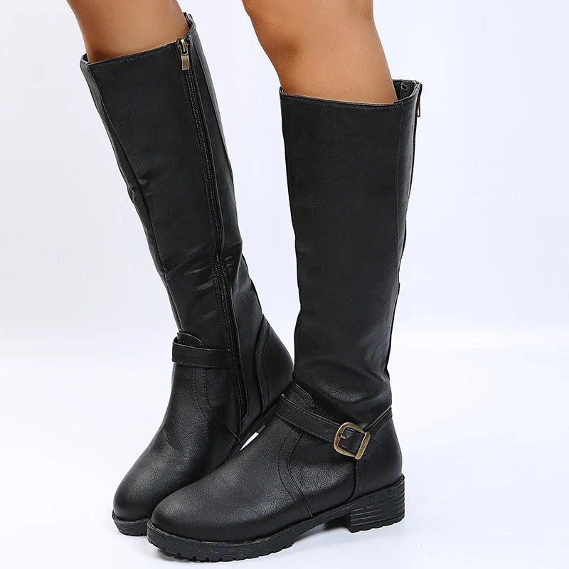 Women Knee High Platform Long Boots Pu Leather