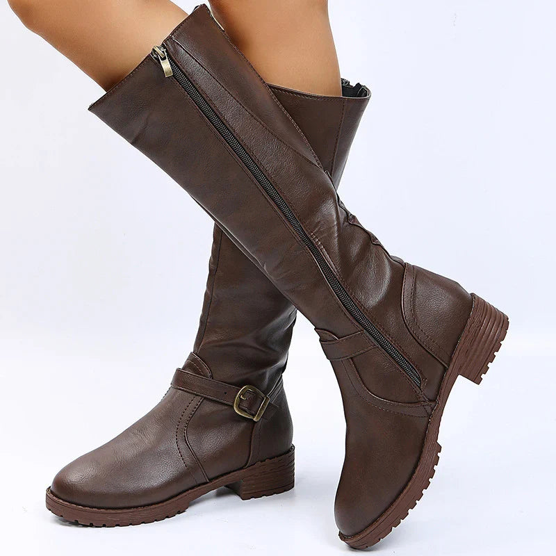 Women Knee High Platform Long Boots Pu Leather