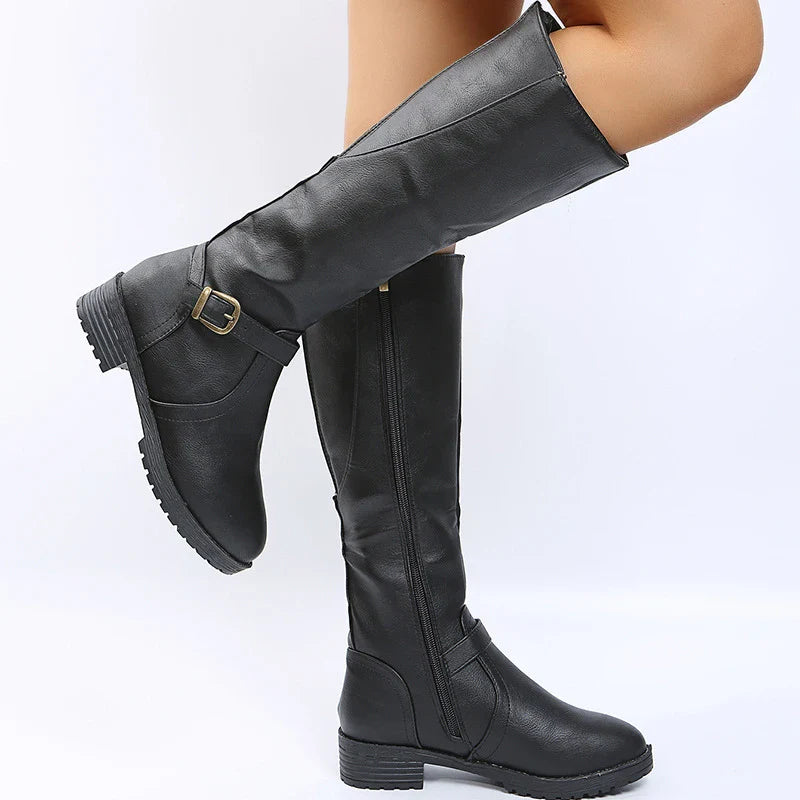 Women Knee High Platform Long Boots Pu Leather